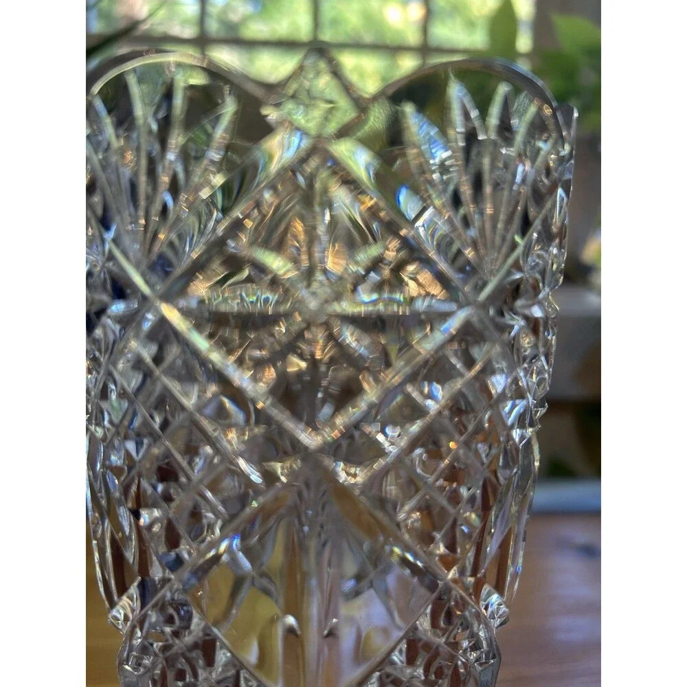 Cut Crystal Vase 8” Bohemian Czech Republic